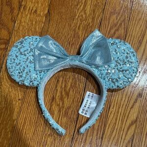 Disney Light Blue Sequin Mickey Mouse Ear Headband with Bow